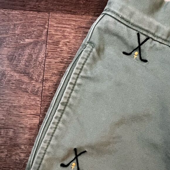 J. Crew Mens Chino Shorts Mid-Rise Golf Embroidered Flat Front Green Size 36 - Picture 4 of 10